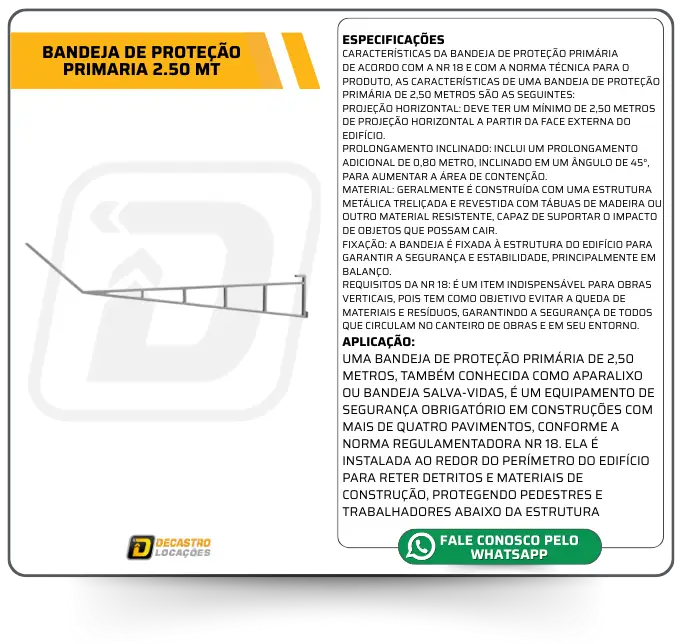 BANDEJA DE PROTEÇÃO PRIMARIA 2.50 MT