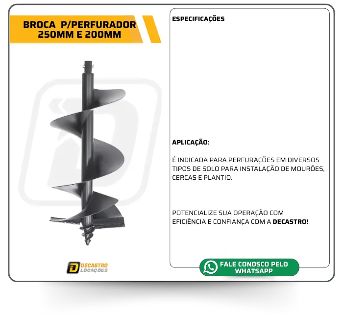 BROCA PPERFURADOR 250MM E 200MM