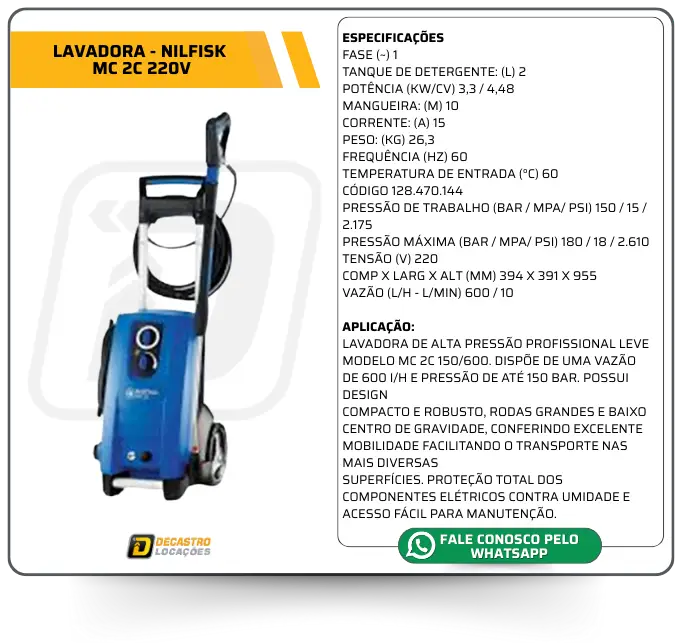 LAVADORA - NILFISK MC 2C 220V