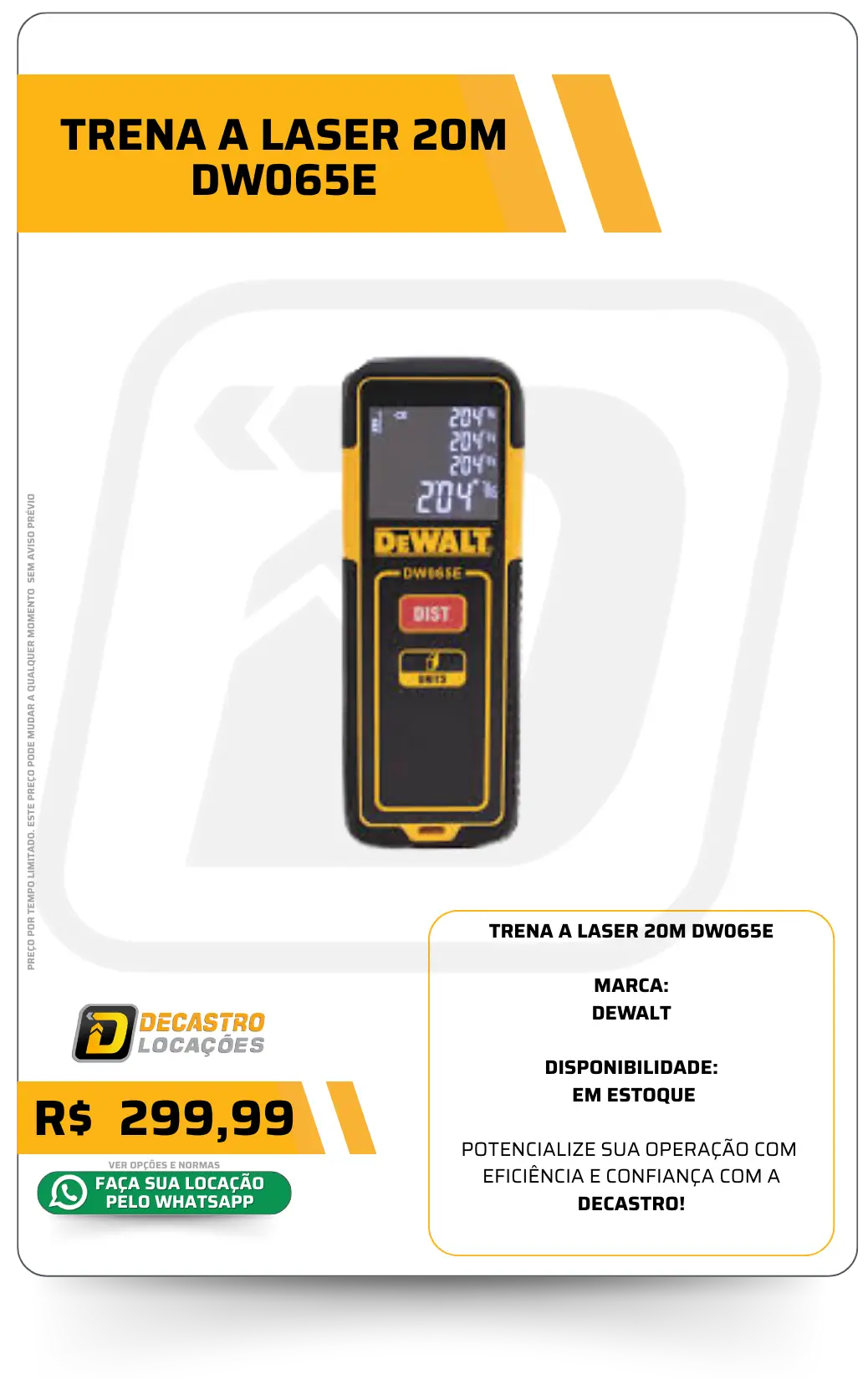 TRENA A LASER 20M DW065E - DEWALT